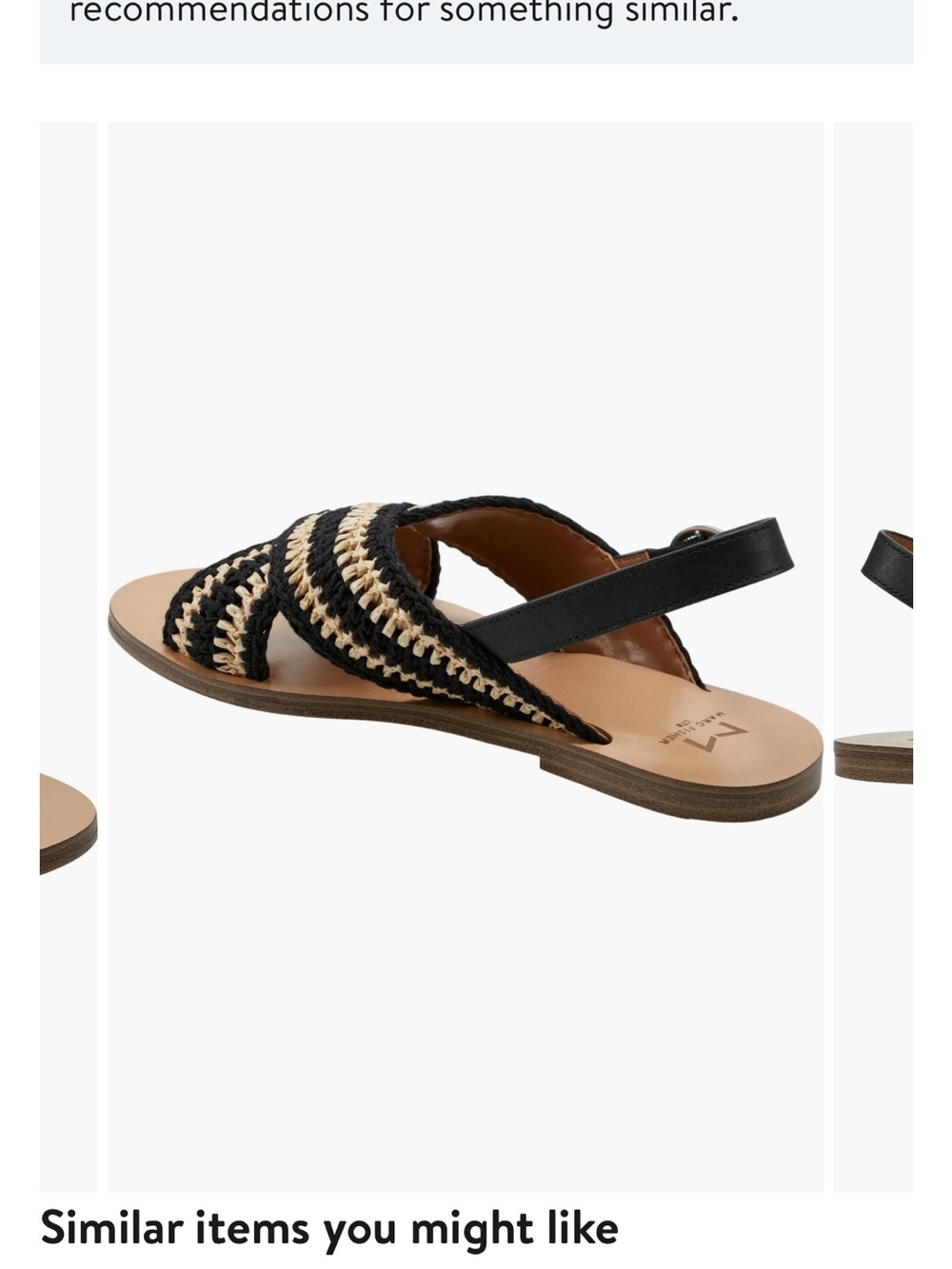Marc Fisher Black and Natural Woven Slingback Sandal